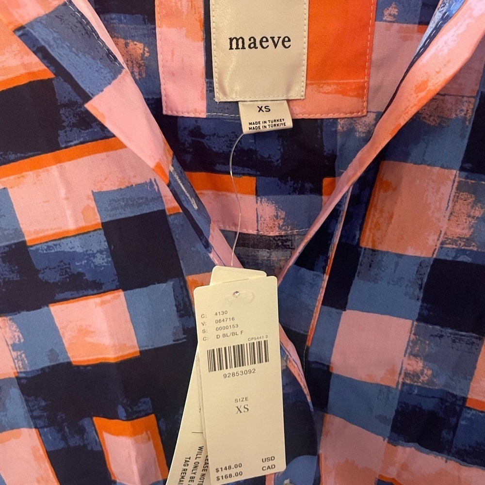 Anthropologie The Bettina Tiered Shirt Dress by Maeve XS Color: DARK BLUE NWT - Picture 5 of 8